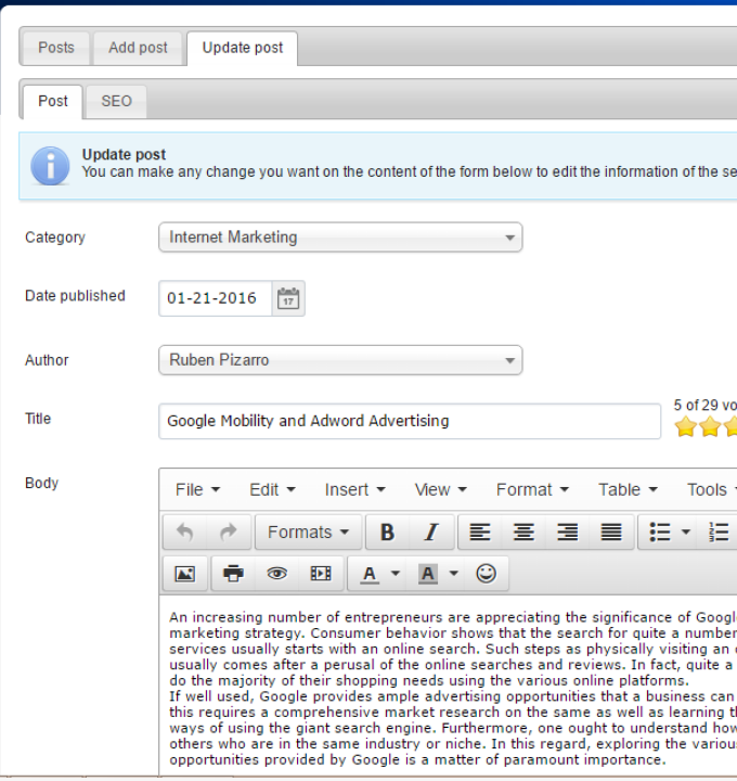 Blogging System